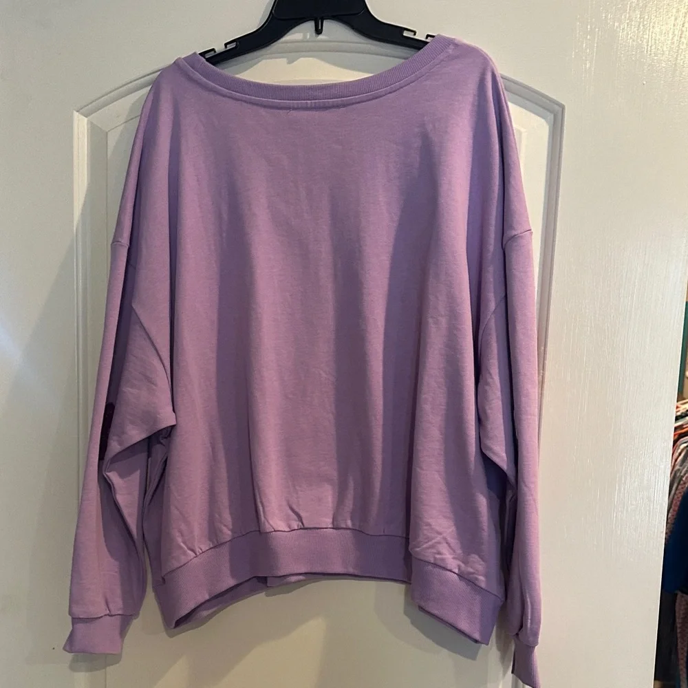 Peach Love California Purple Sequin Floral Sweatshirt - Picture 4 of 5